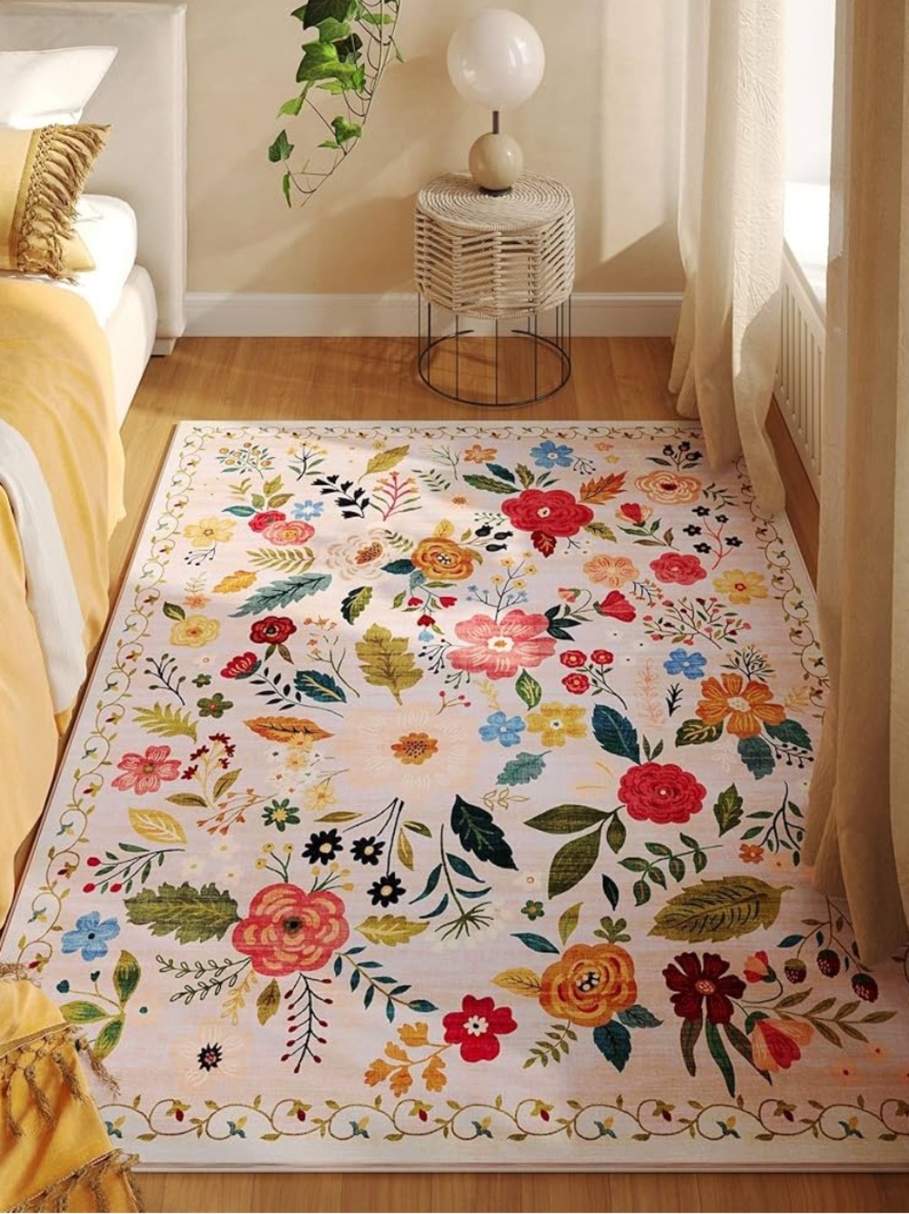 Floral Multicolor Area Rug - Vibrant Garden Print